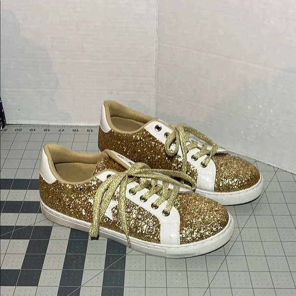 Gold Glitter Women's Sneakers - Picture 4 of 9